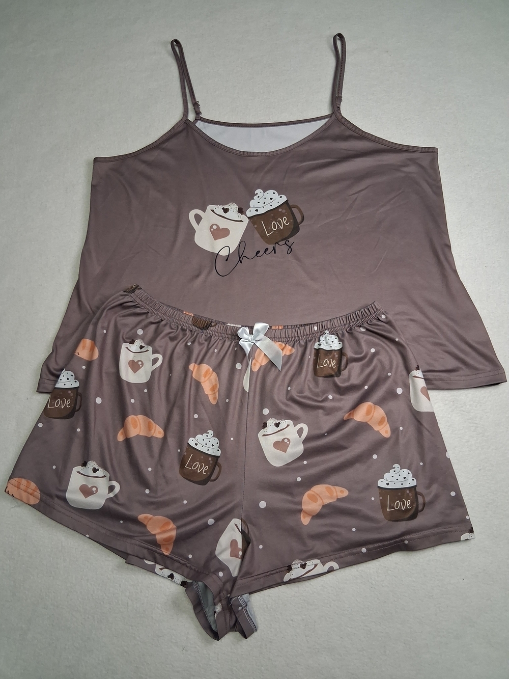 Women’s Mauve Coffee Print Cami & Shorts Pajama Set